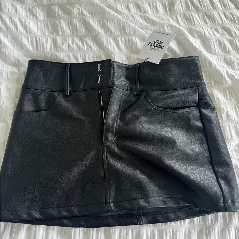 Princess Polly Black Leather Mini Skirt Night Out
